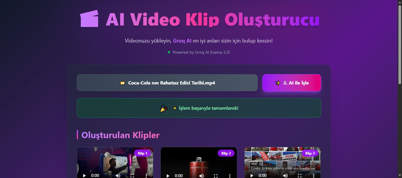 AI Video Klip Oluşturucu